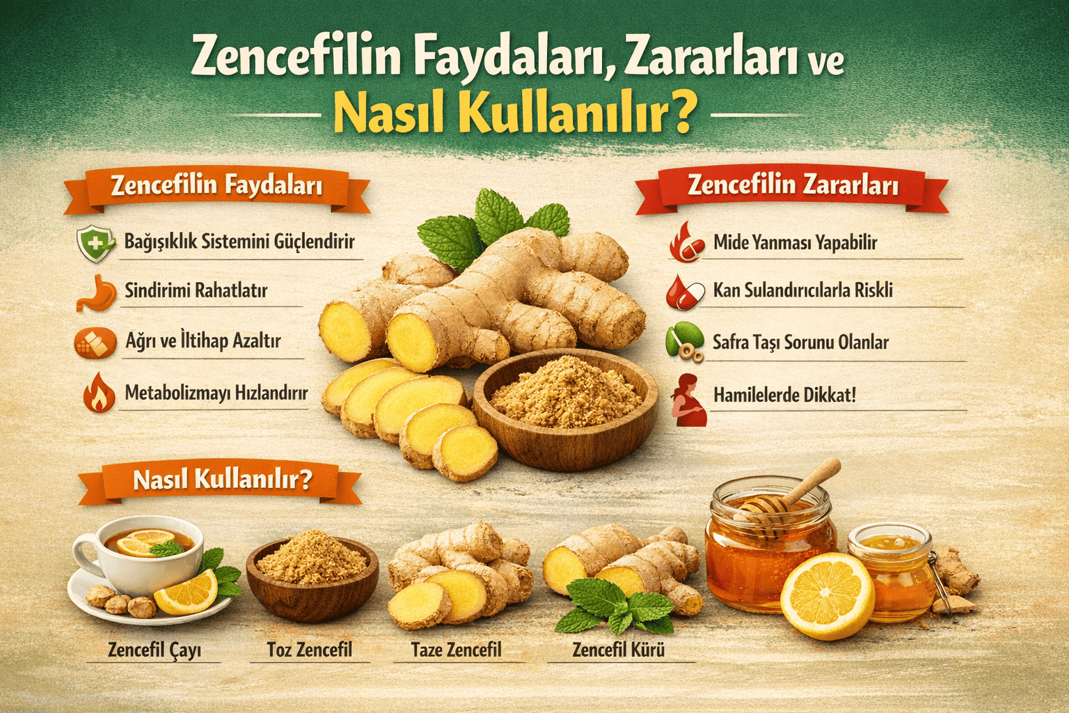 Zencefilin Faydaları, Zararları ve Nasıl Kullanılır